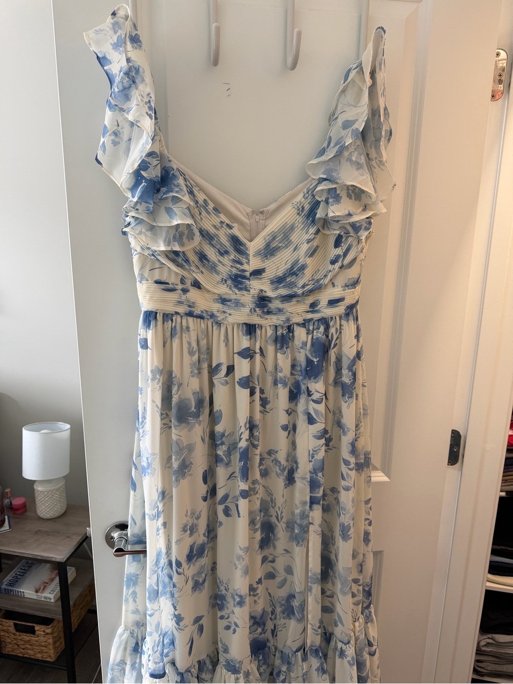 Birdy Grey Cream Dress with Blue Floral Print